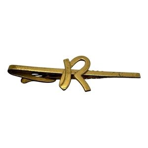 Vintage Hickok Gold-Tone Tie Clip with “R” Monogram – 3” Made in USA